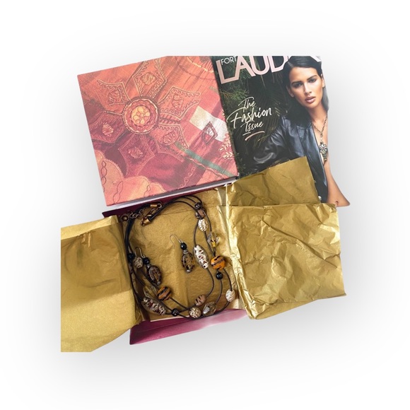 new Chico’s ❁ Boho Glass Bead Beach Necklace + Earring Set ❁ Animal Print ❁ Chic - Picture 11 of 16